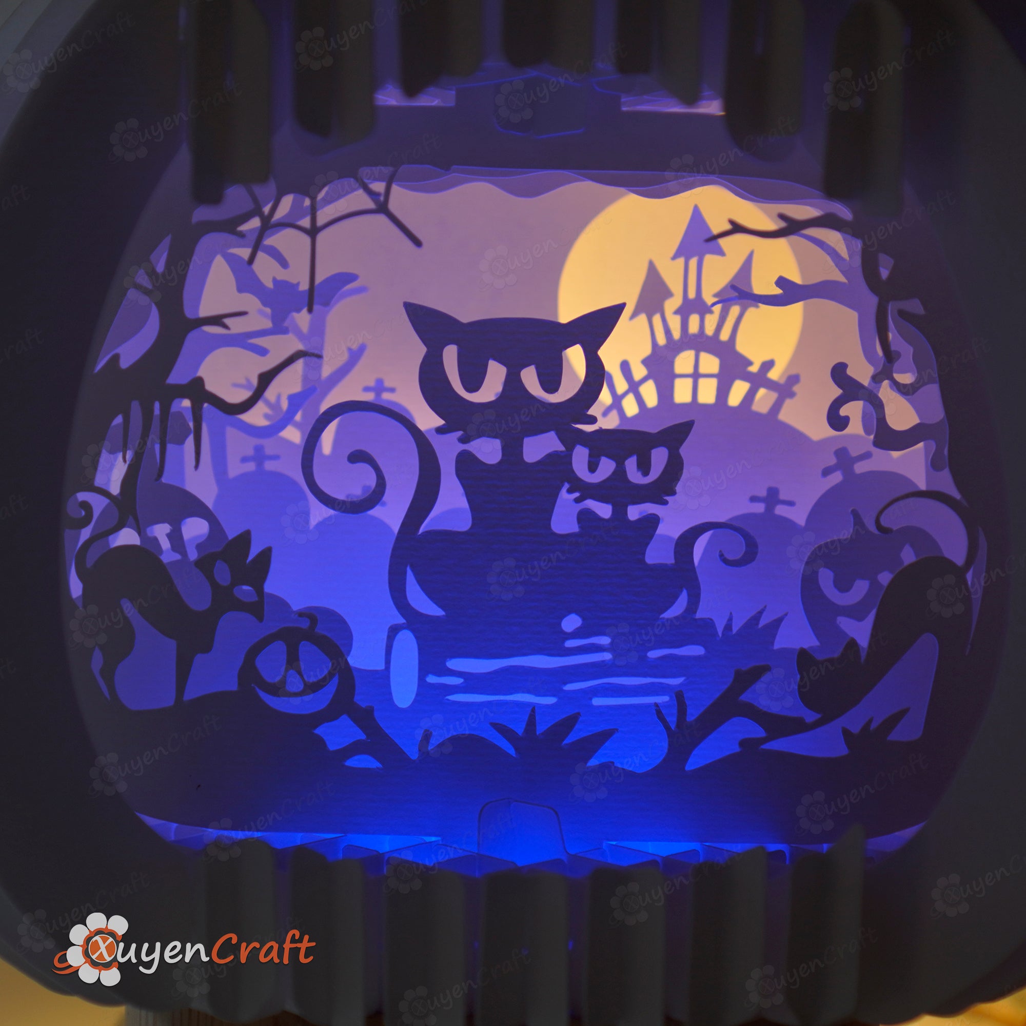 Black Cat Halloween Pumpkin Pop Up 3D SVG Cricut, Cameo4 Template