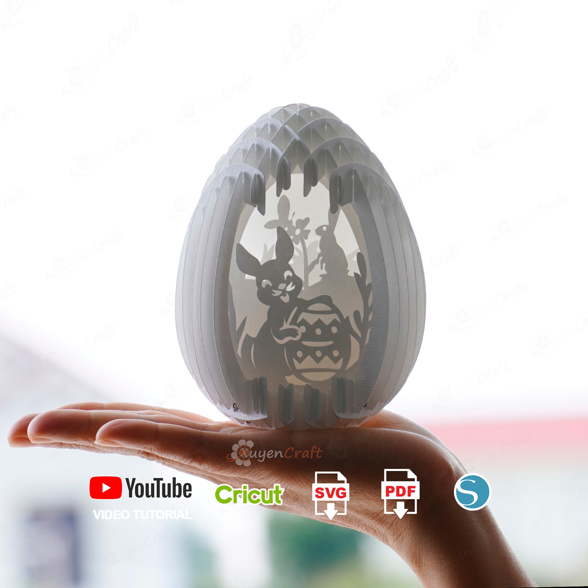 Small Easter Bunny Eggs Pop Up SVGTemplate for Cricut Joy