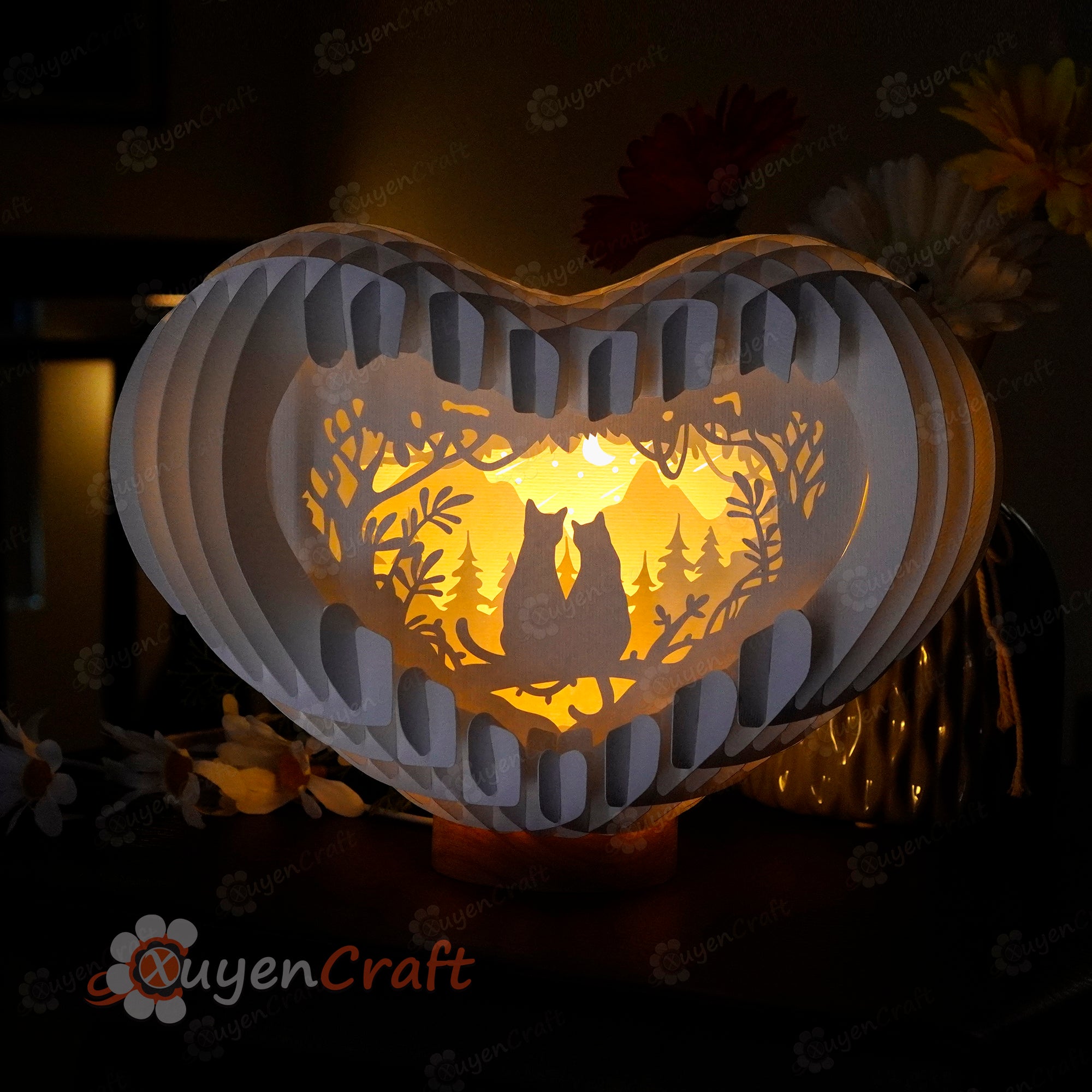 Cat Love Heart Pop up SVG Template For Cricut, Cameo 4, Scanncut
