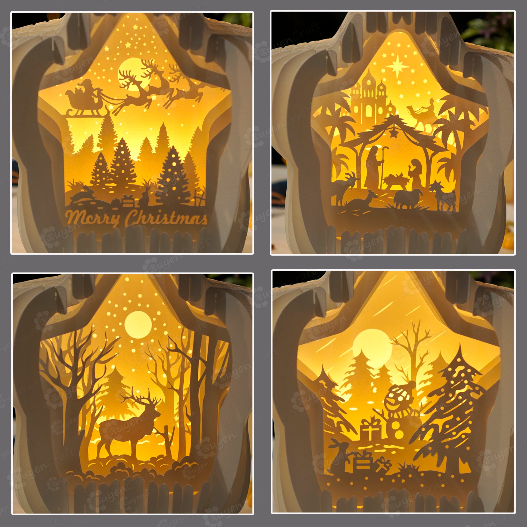 Paper Cut Lamp For Christmas
