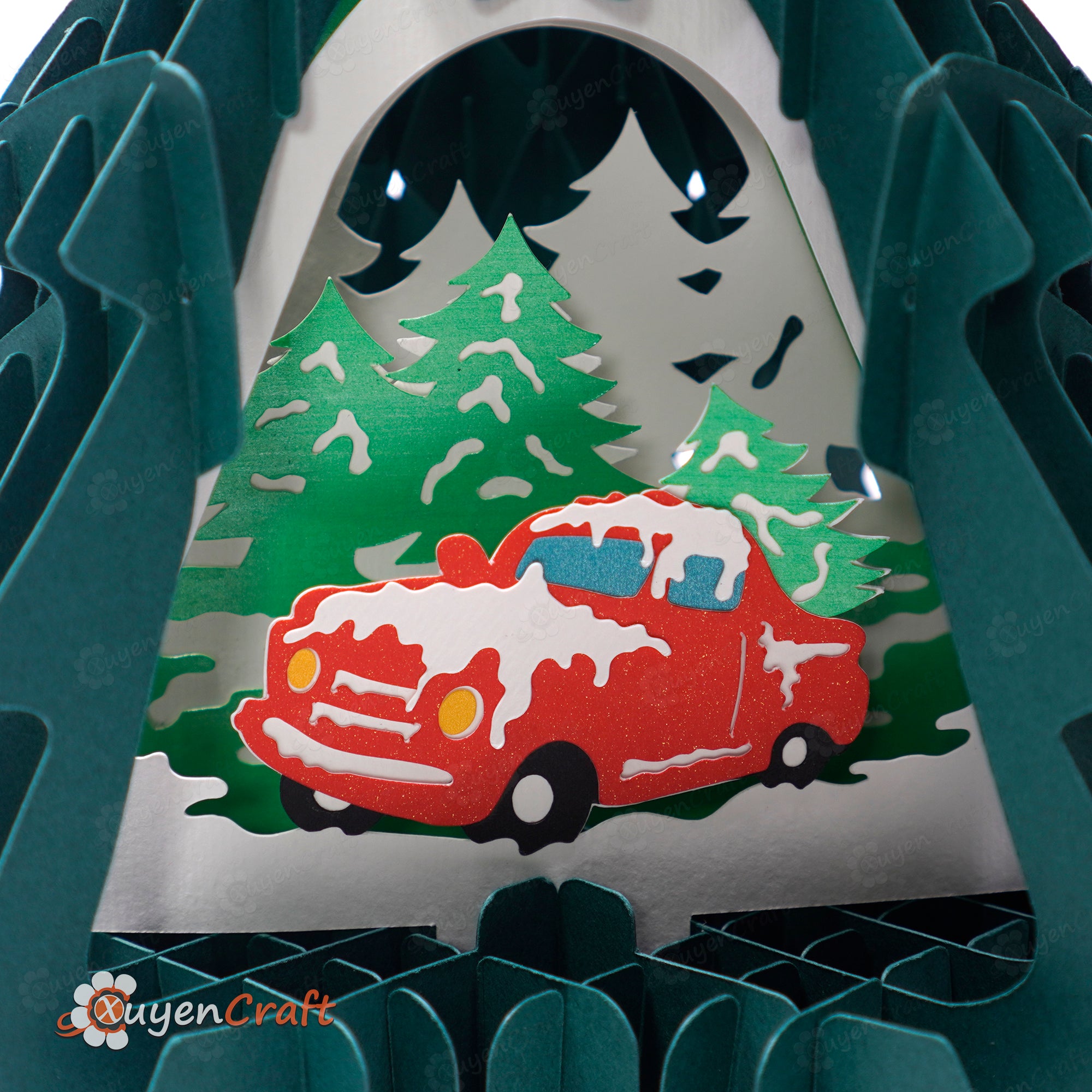 Christmas Truck In Tree Pop Up SVG Cricut, Silhouette Studio Templates