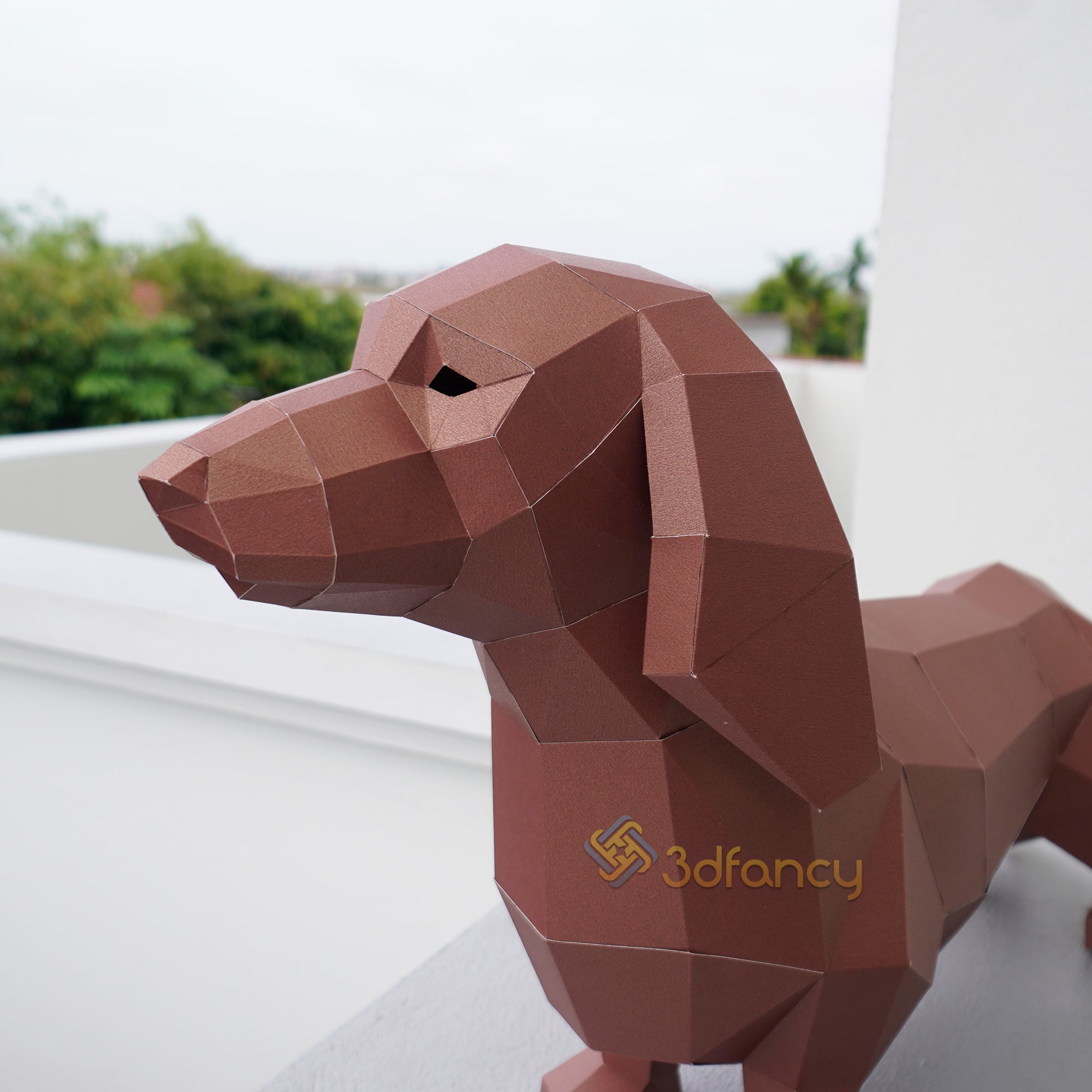 Dachshund Papercraft PDF, 3D SVG Template creating Lowpoly Dog