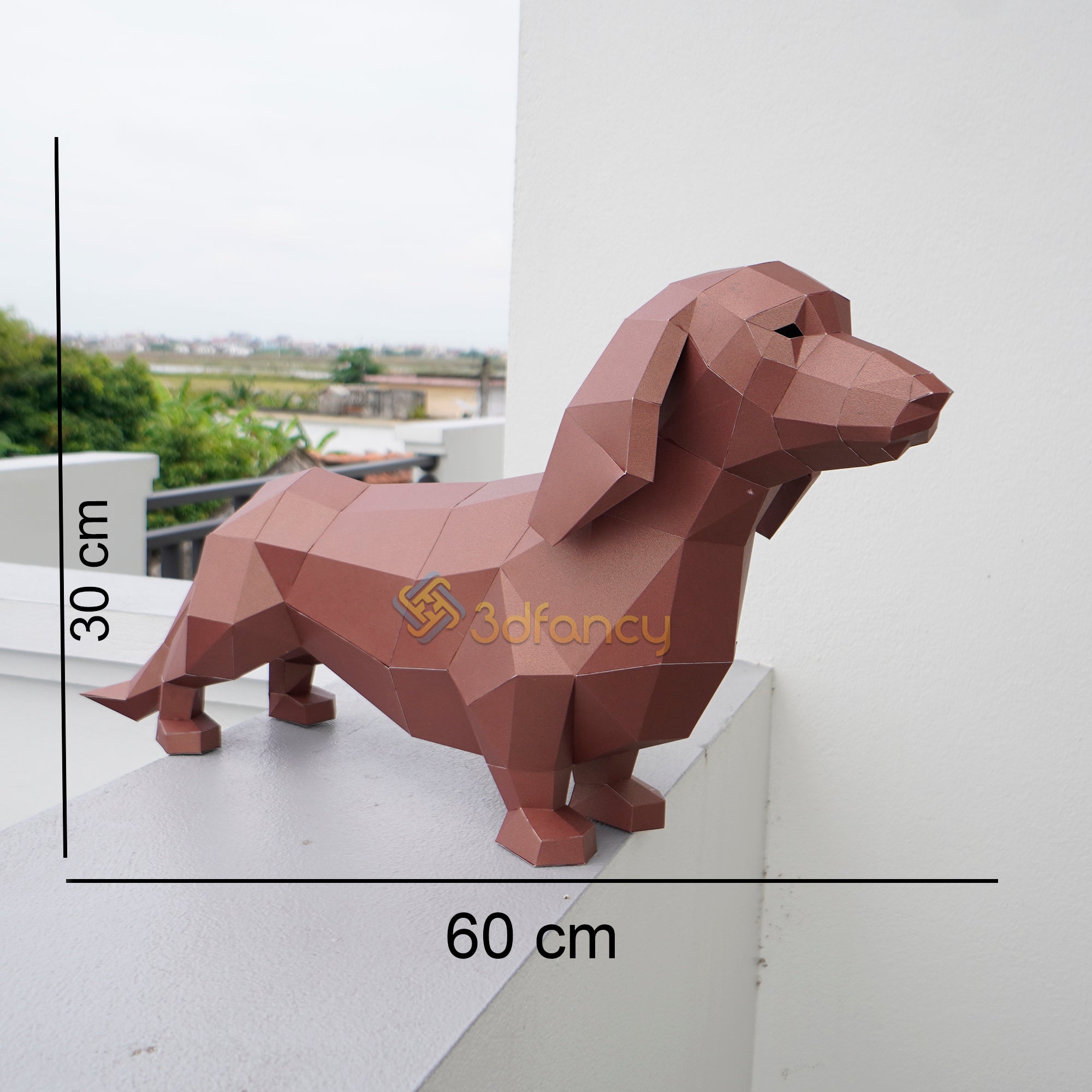 Dachshund Papercraft PDF, 3D SVG Template creating Lowpoly Dog