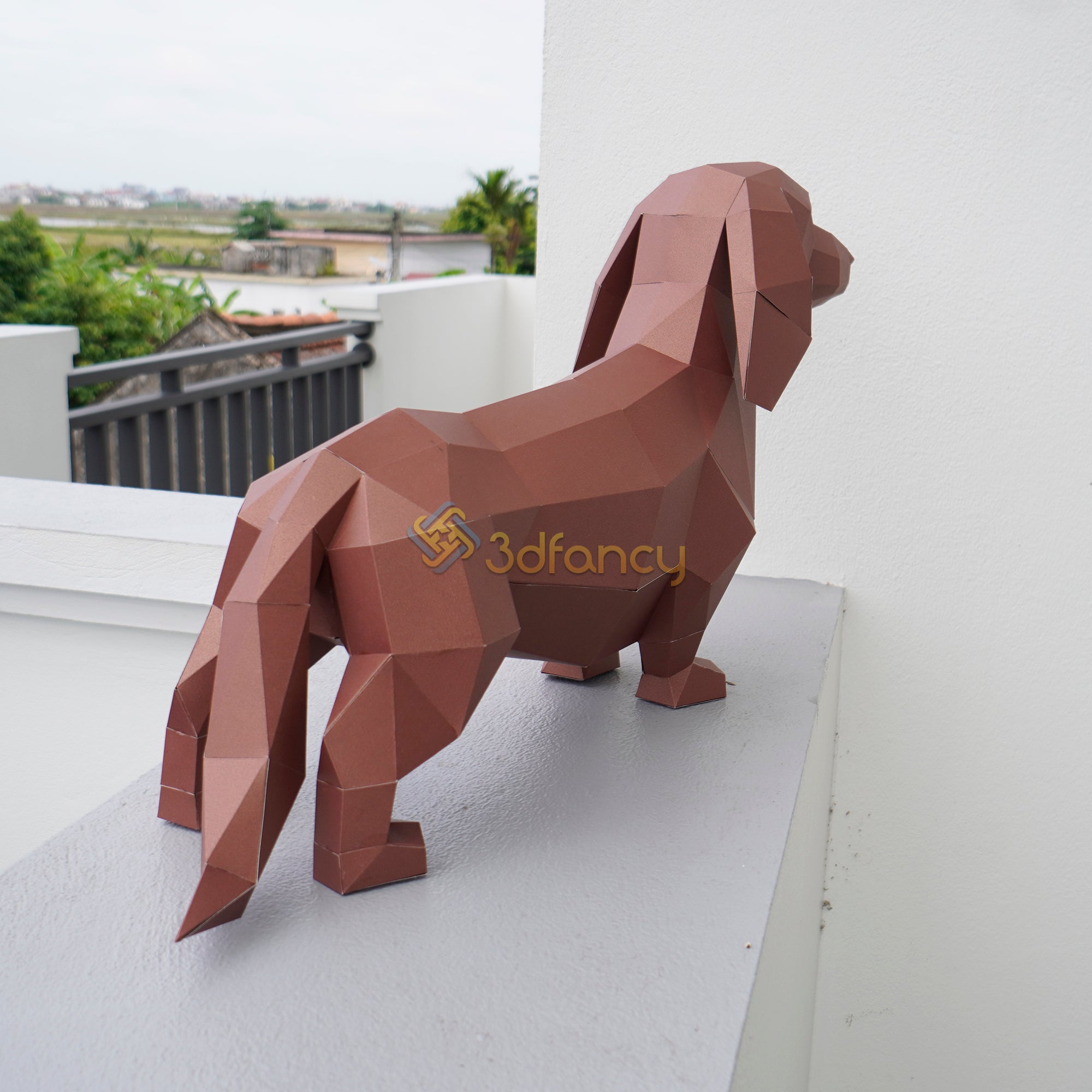 Dachshund Papercraft PDF, 3D SVG Template creating Lowpoly Dog