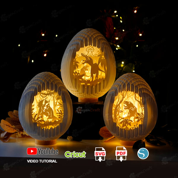 Pack 3 Dinosaur Egg Pop Up SVG File For Cricut, Cameo 4, Scanncut | Diy gifts for kids, DIY night lights papercraft