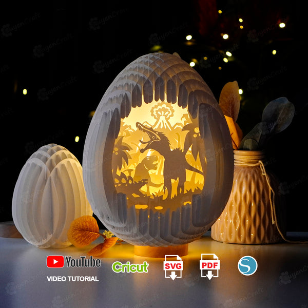 DIY Baryonyx Dinosaur Egg Pop Up SVG Template Compatible with Cricut, Cameo 4, Scanncut | Diy gifts for kids, Art night lights papercraft