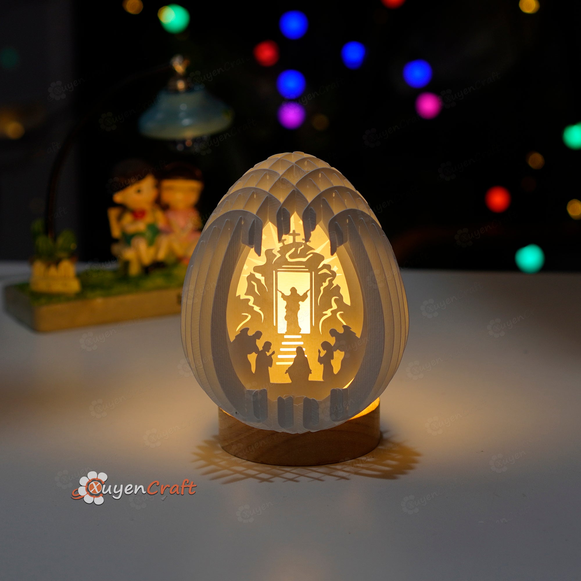 Pack 5 Jesus Risen and Nativity Scene in Small Eggs Pop Up PDF, SVG Template Compatible with Cricut Joy, Cameo4, ScanNcut