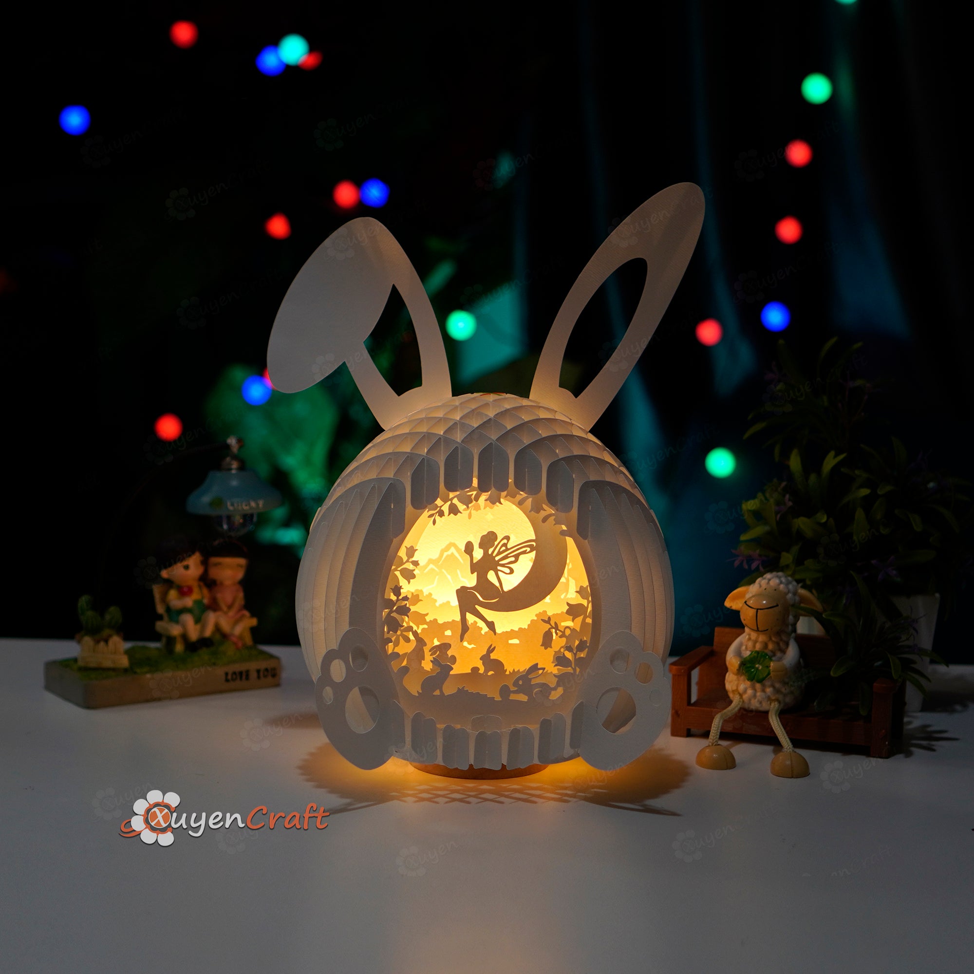 Fairy Moon Easter Bunny Pop Up Card PDF, SVG, Studio Template