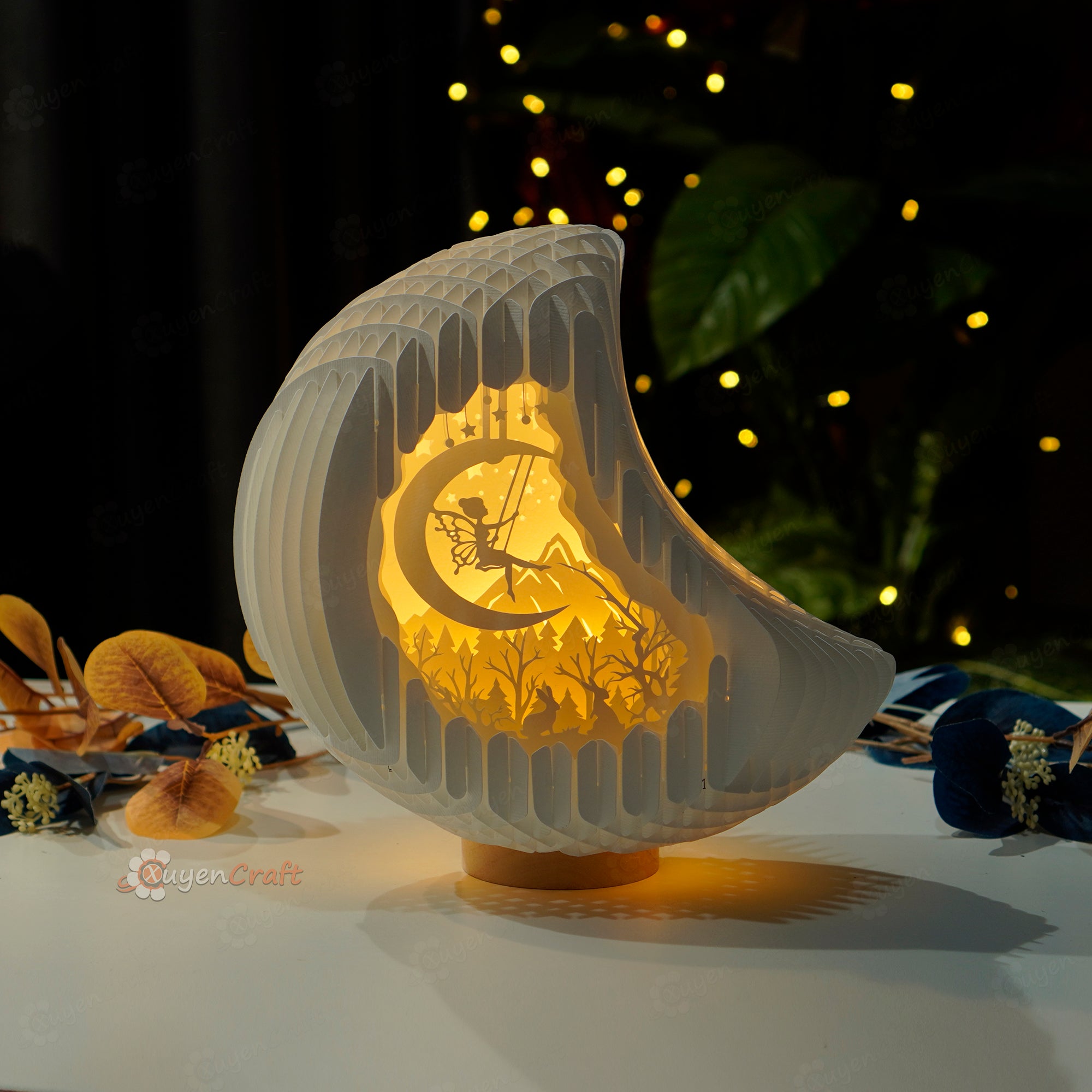 Fairy On Moon Pop Up SVG Template DIY moon lamp decor