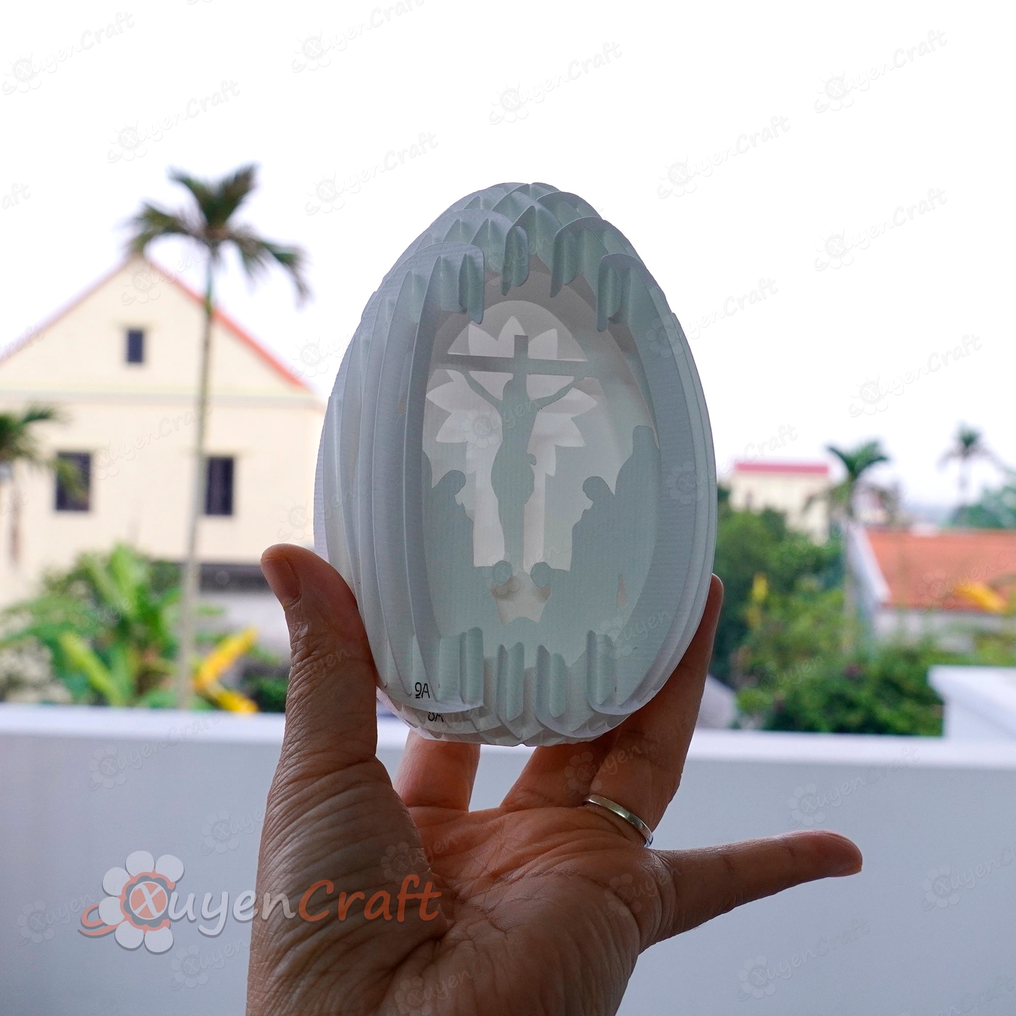 SVG Template for Cricut Joy - Small Easter Jesus Christ Is Risen 3D Easter Egg Pop Up