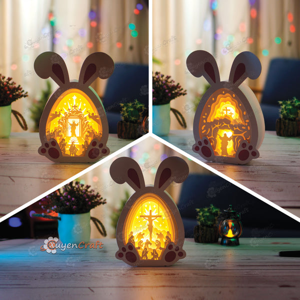 Pack 3 Jesus Risen Easter Egg ShadowBox PDF, SVG für Cricut-Projekte, ScanNcut, Cameo4