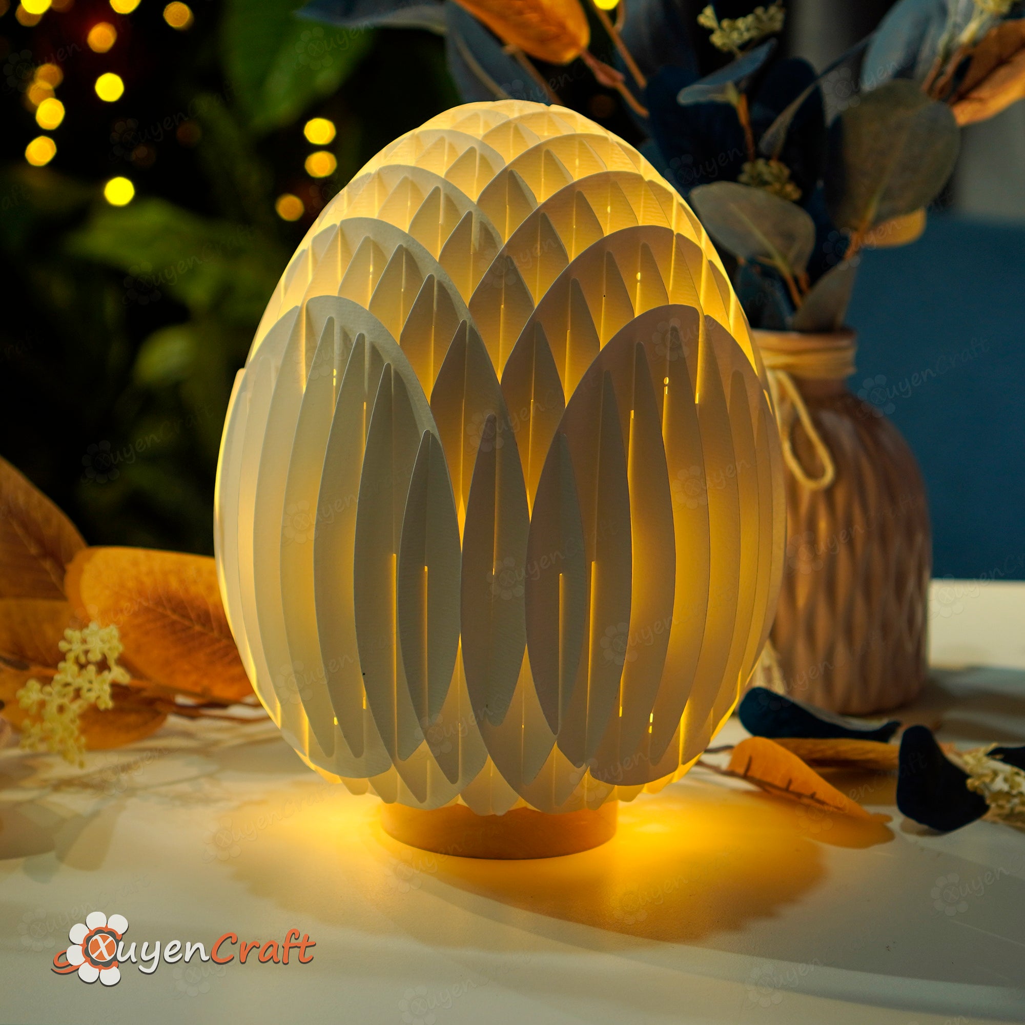 Merry Christmas Eggs Sphere Popup – Paper Cut Light Box PDF SVG Template, Globe Popup Lightting - DIY Lightbox Cutting Cricut Papercraft