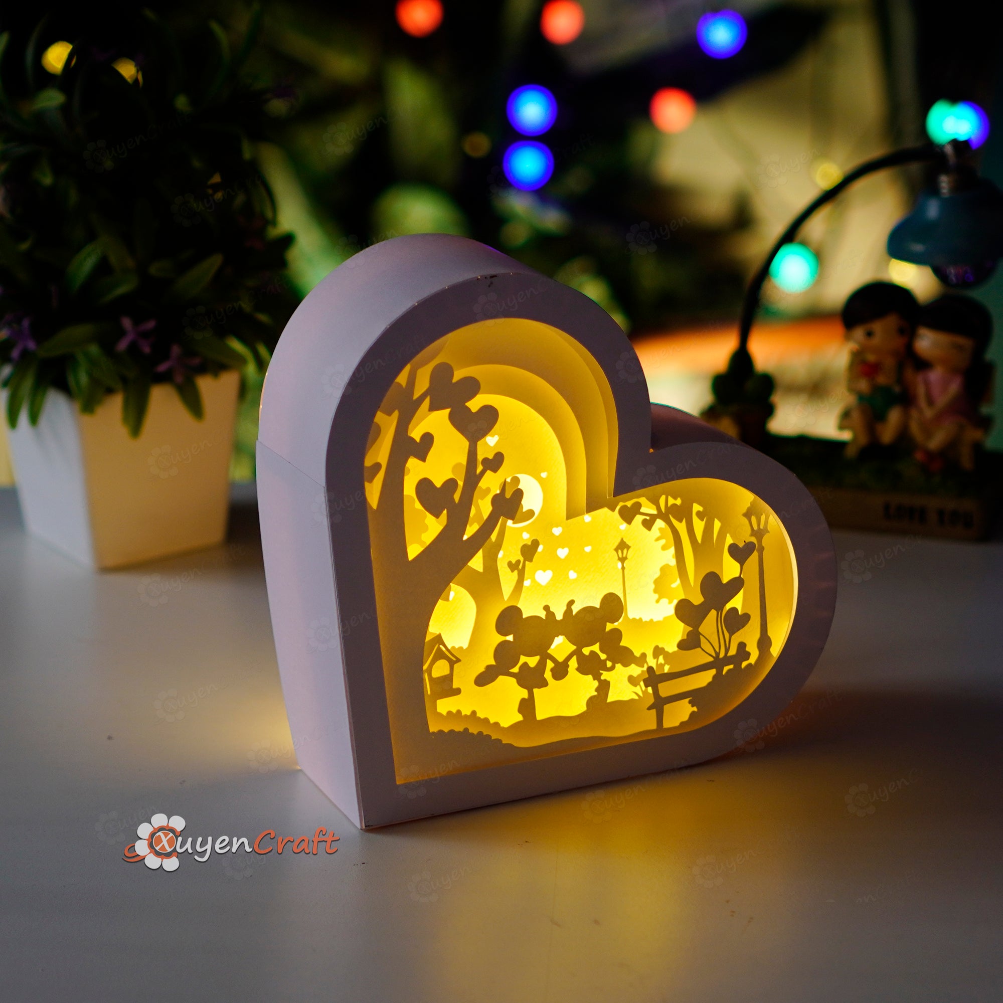 PDF, SVG, Studio Template Creating Mickey Love Heart Lanterns Shadow Box