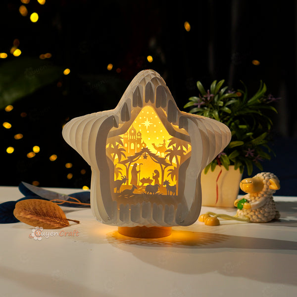 Nativity Scene Star Pop Up SVG, Silhouette Templates creating Star Lanterns for Merry Christmas Decor