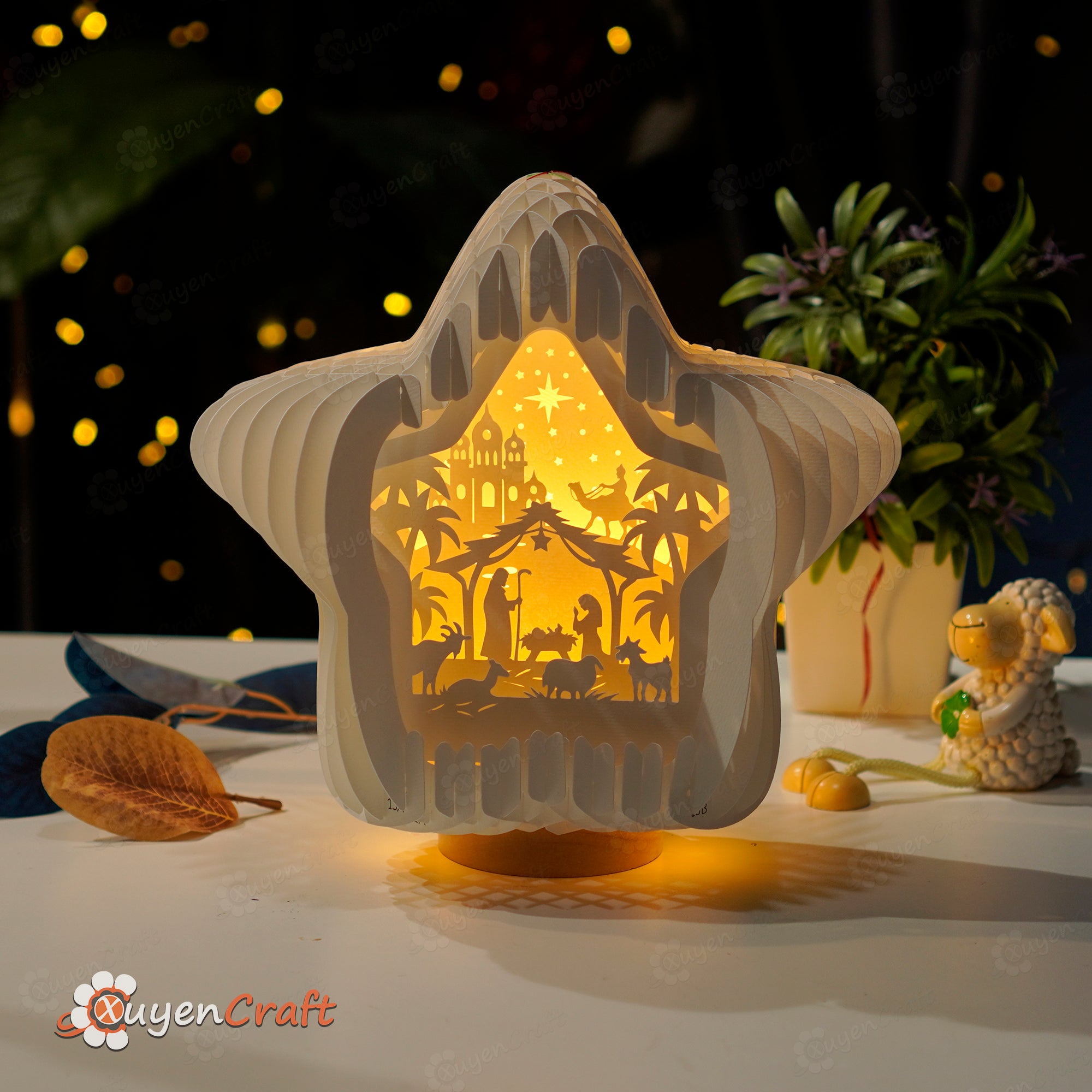 Nativity Scene Star Pop Up SVG, Silhouette Templates creating Star Lanterns for Merry Christmas Decor