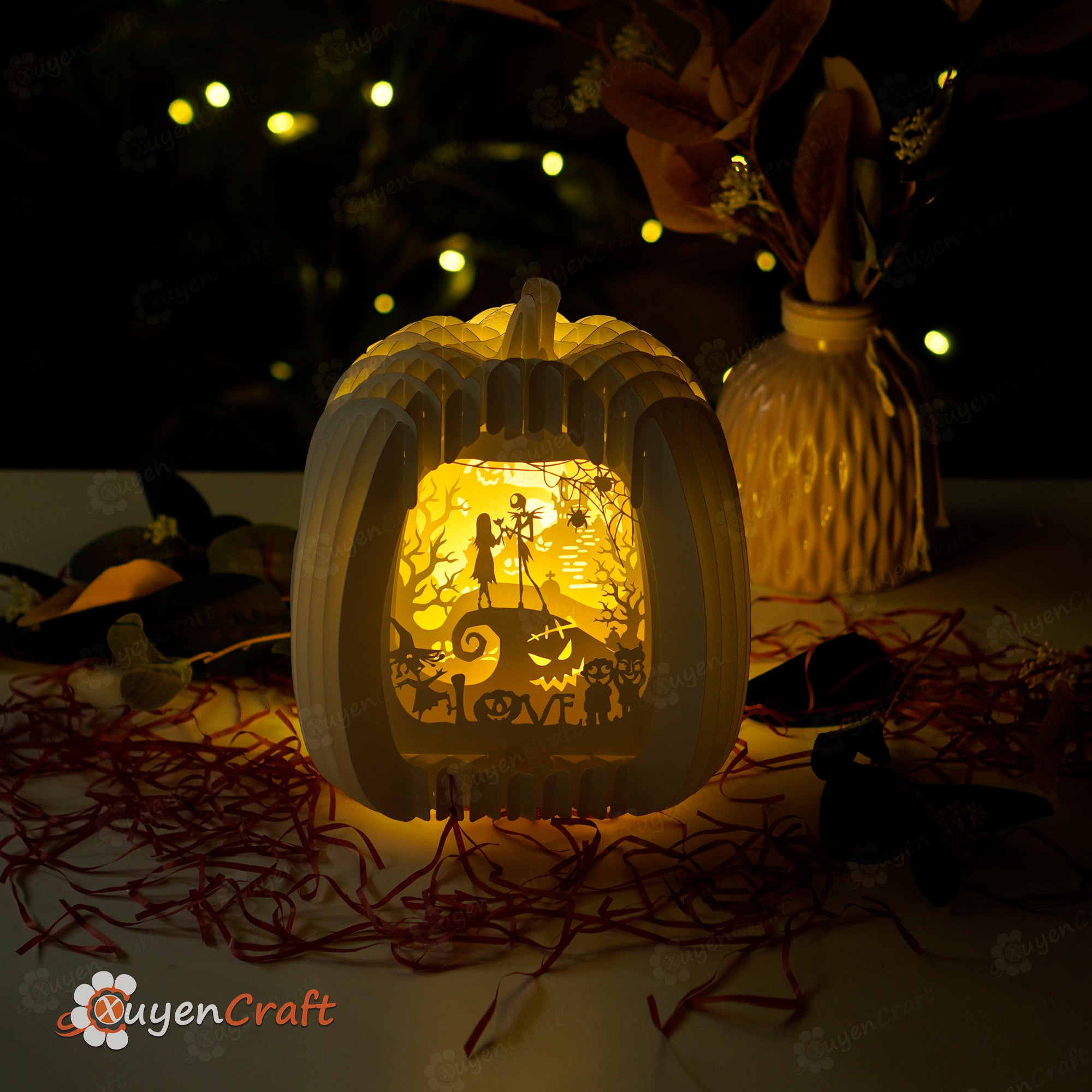 Nightmare before christmas in Tall Pumpkin Pop Up SVG, Cameo4 Template