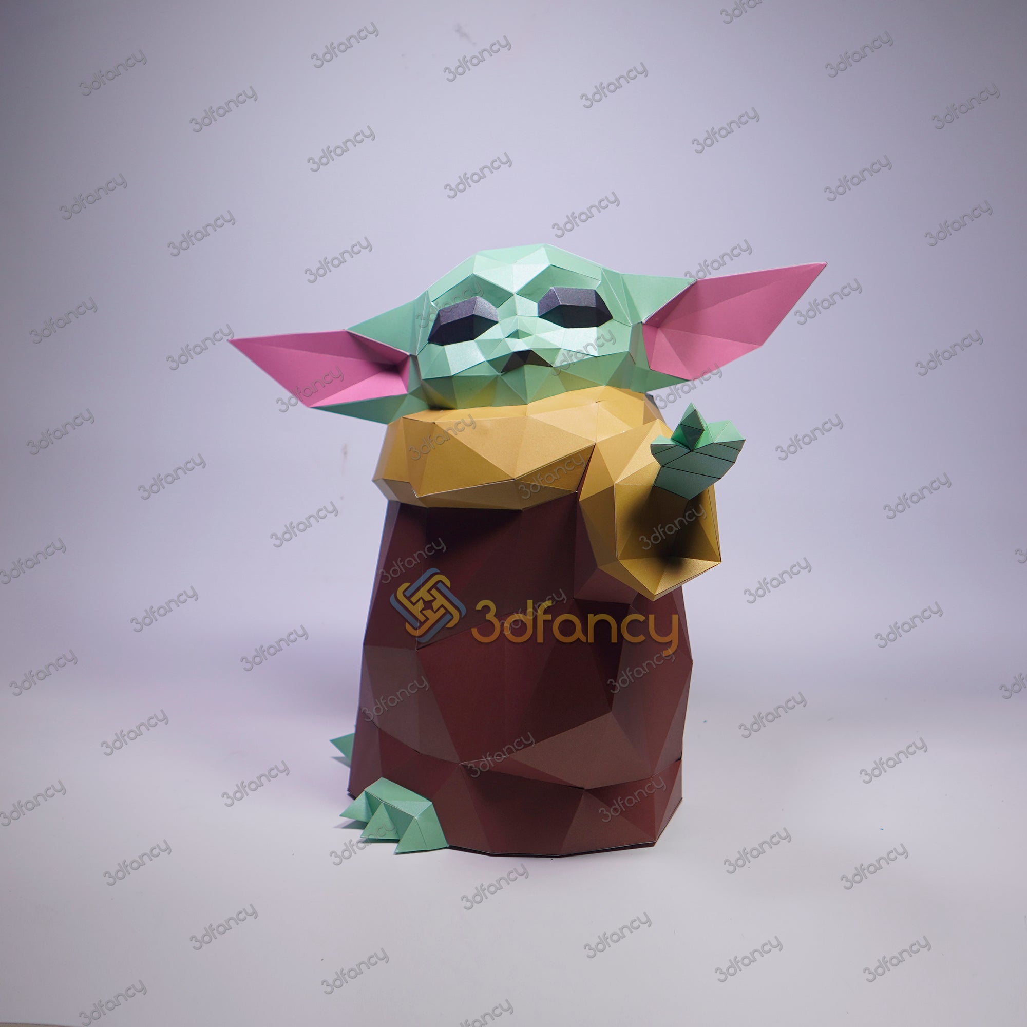 Low poly Baby Yoda 3D Papercraft PDF, SVG Template, Silhouette Studio