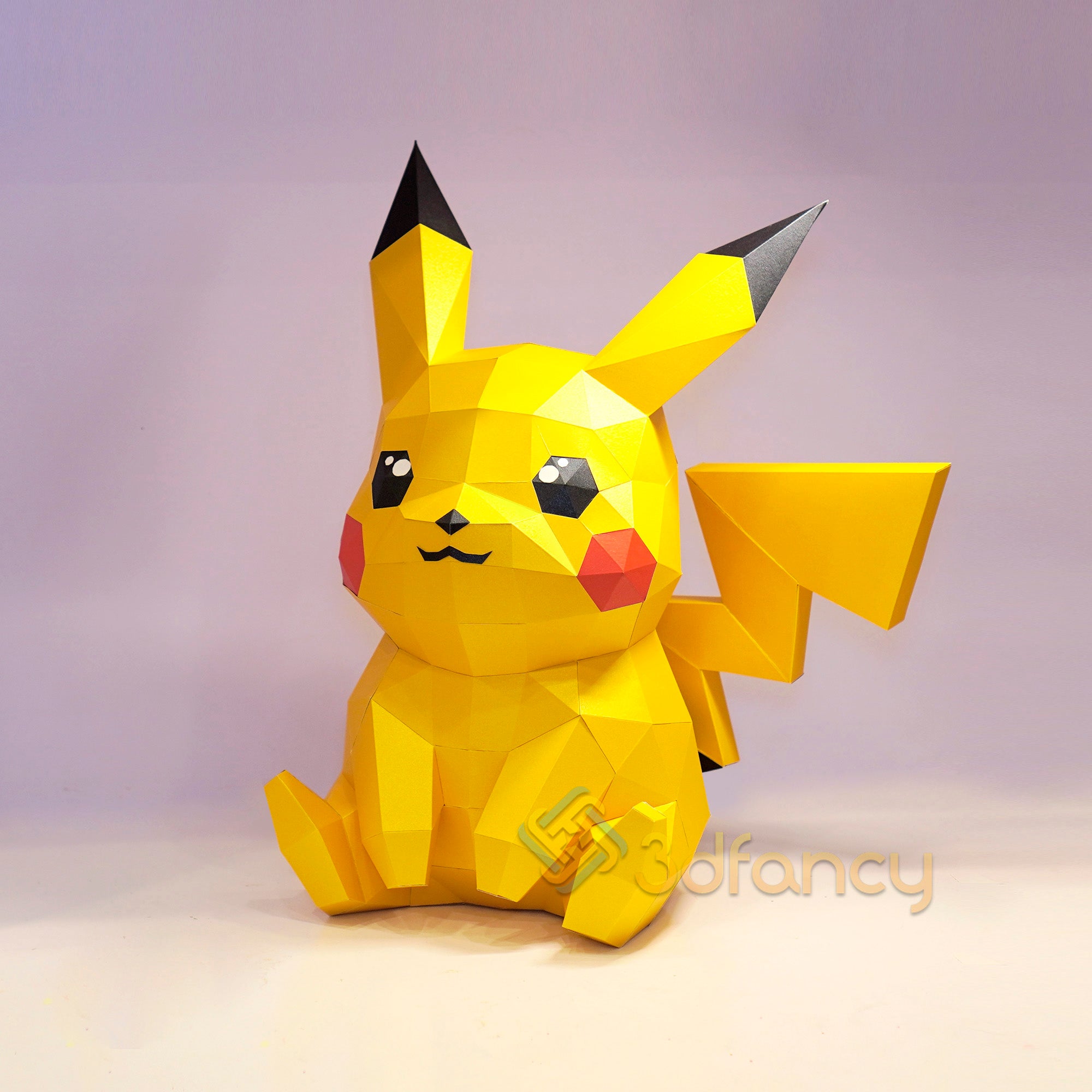 PDF, SVG, Silhouette Studio Template for DIY Pikachu Sit 3D Papercraft Compatible with Cricut, Cameo 4, Scanncut