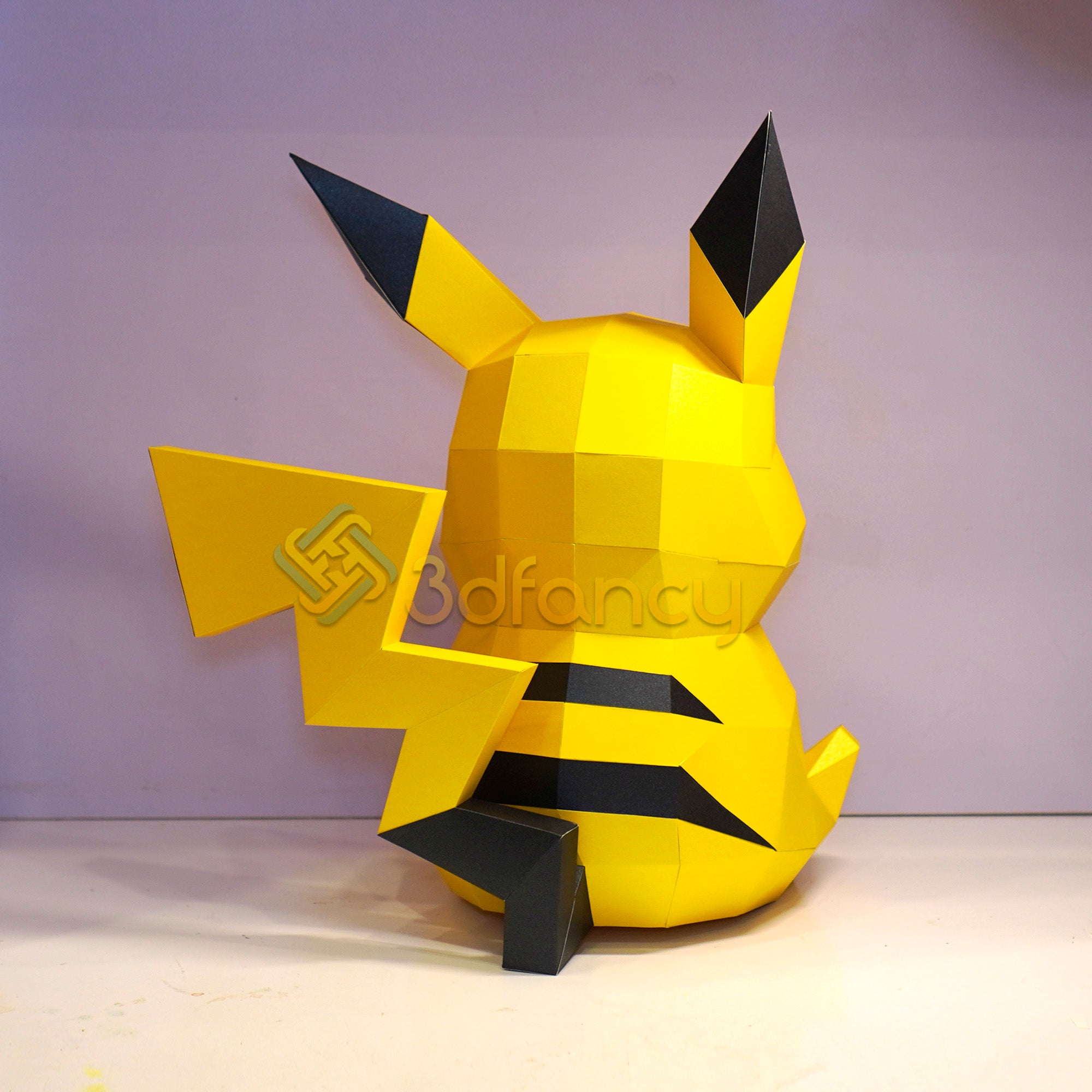 PDF, SVG, Silhouette Studio Template for DIY Pikachu Sit 3D Papercraft Compatible with Cricut, Cameo 4, Scanncut