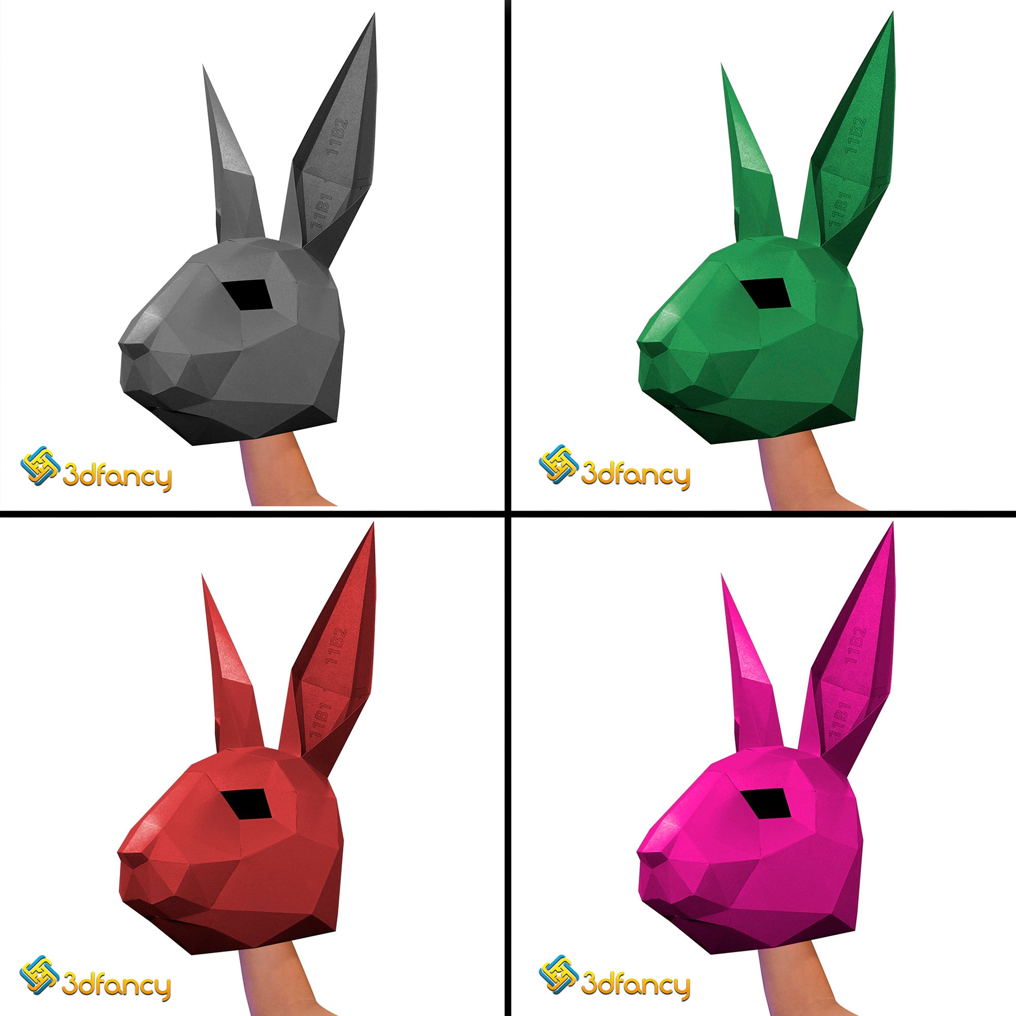 Rabbit Mask Papercraft PDF, SVG Template Compatible with Cricut, Cameo 4, Scanncut