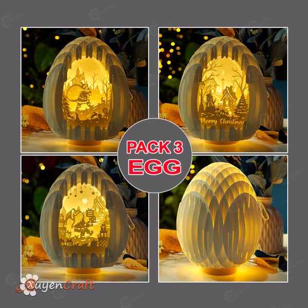 Pack 3 Christmas Eggs Pop Up SVG Template
