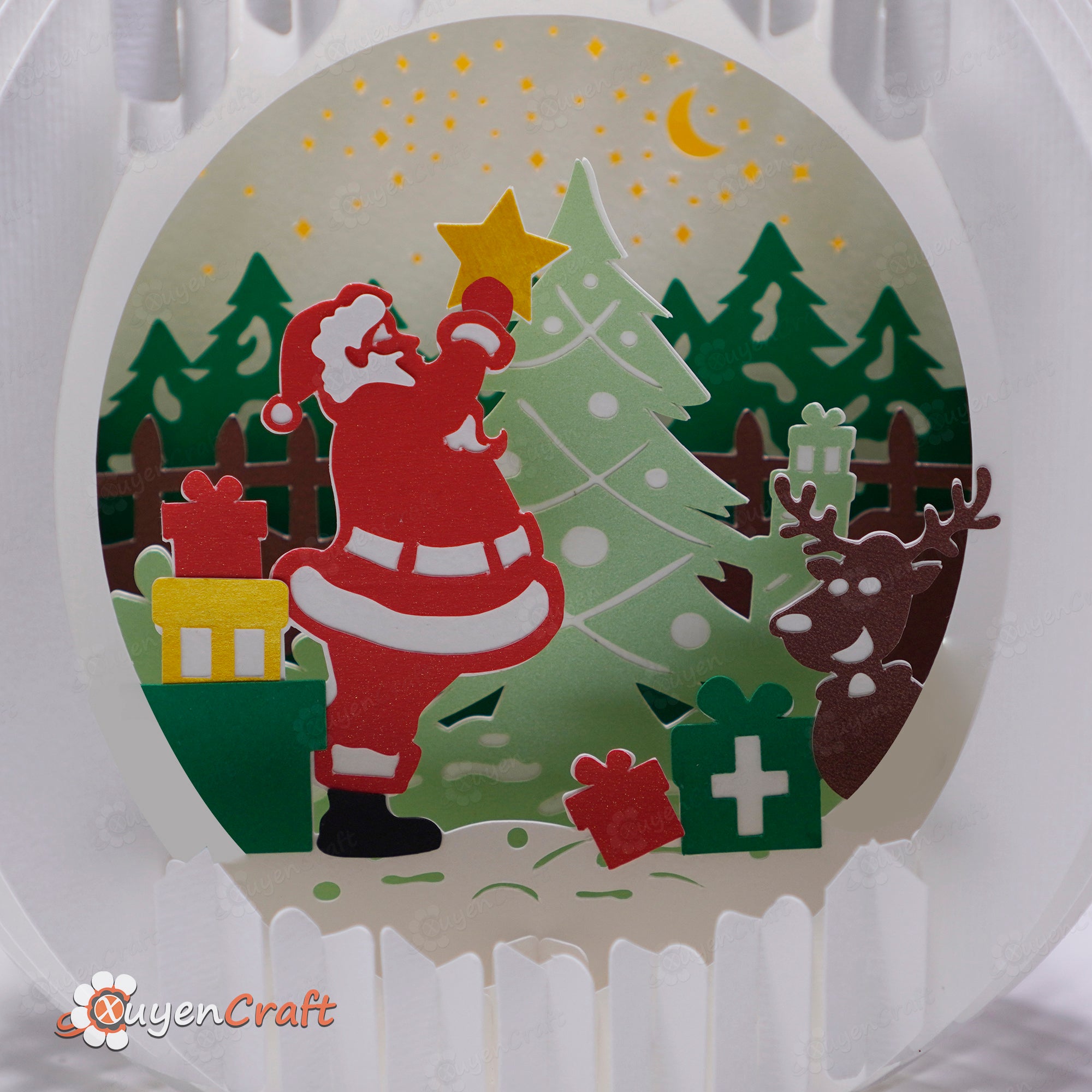Color version Santa Claus in Sphere Pop Up SVG, Silhouette Studio for DIY Craft Merry Christmas, Snow Globe Pop Up SVG for Cricut Projects
