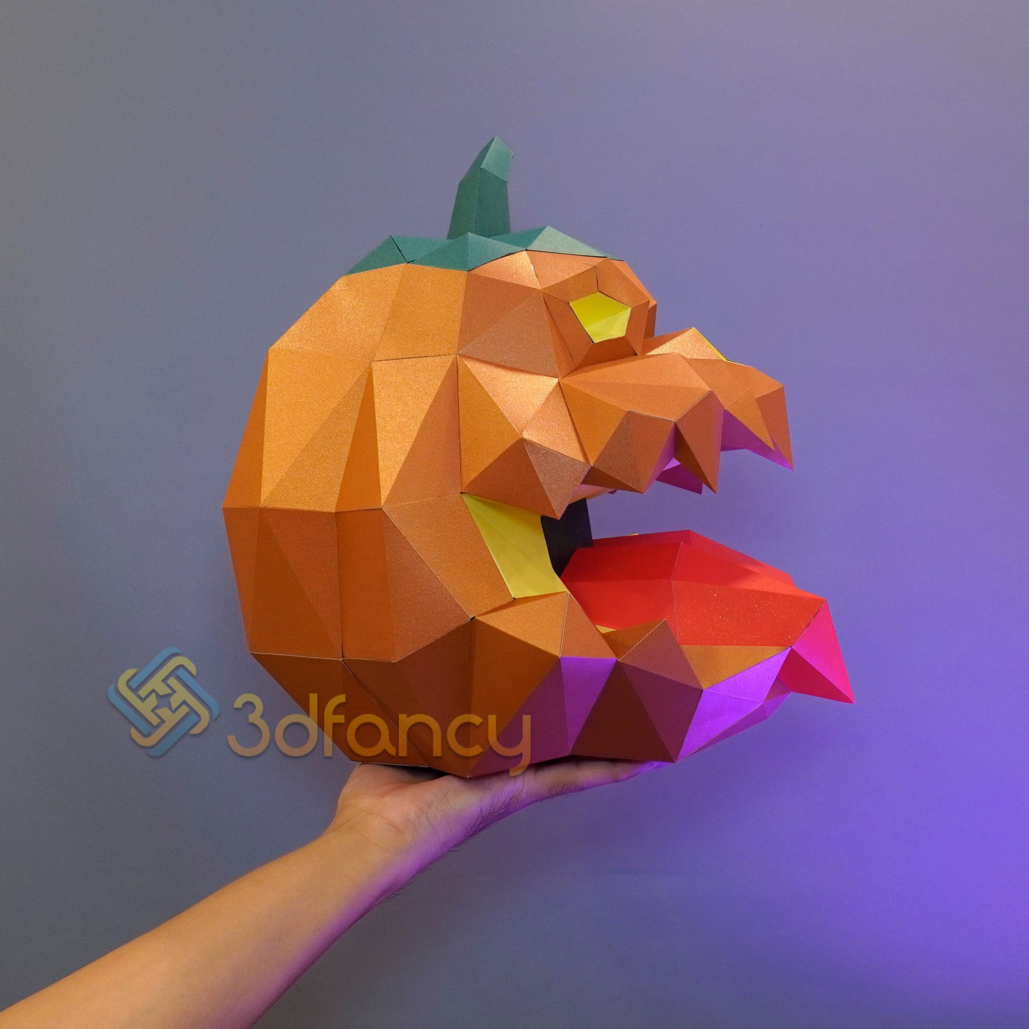 Scary Pumpkin Papercraft PDF, SVG, Silhouette Studio Template - DIY Halloween Decor