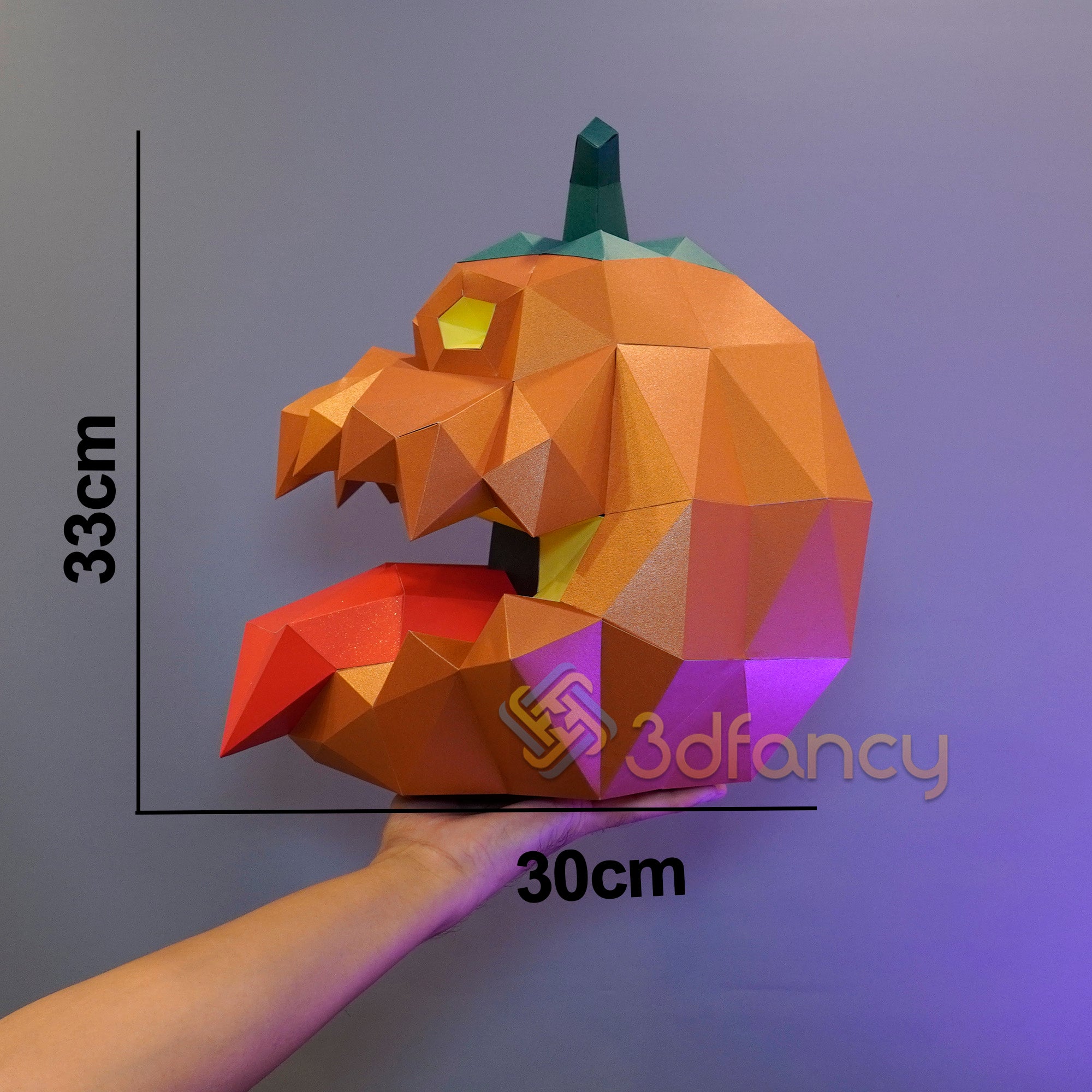 Scary Pumpkin Papercraft PDF, SVG, Silhouette Studio Template - DIY Halloween Decor