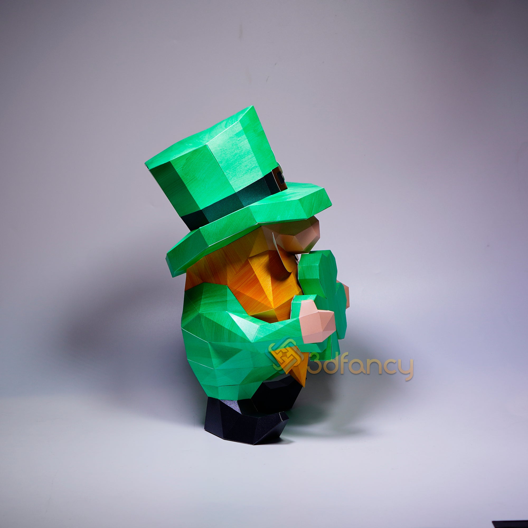3D Papercraft Gnome Leprechaun PDF, SVG, Silhouette Studio Template For Creating St. Patrick's Day Decor