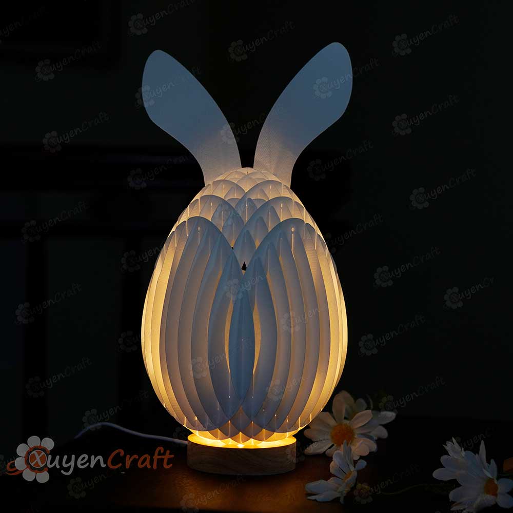 Two 3D Easter Egg SVG, PDF Studio Template Easter Bunny Eggs Pop up - Globe Popup Lightting - Bunny Easter Egg Pop Up, 3D Papercraft SVG