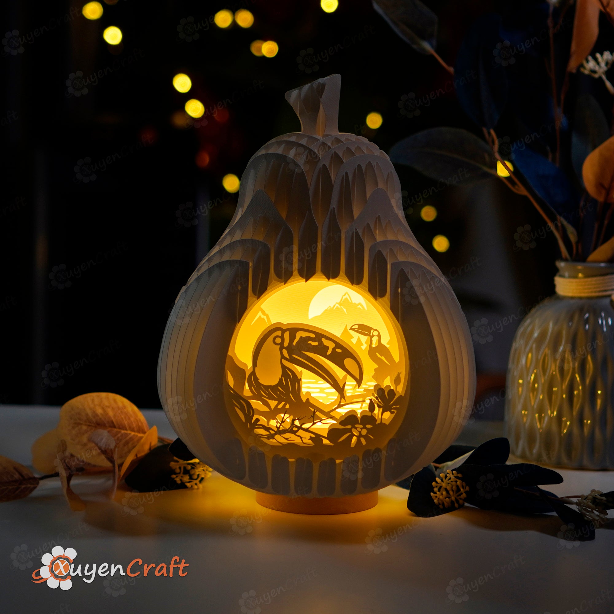 Toucan 3D Pear Popup Lightbox SVG Cricut, Cameo4 Template