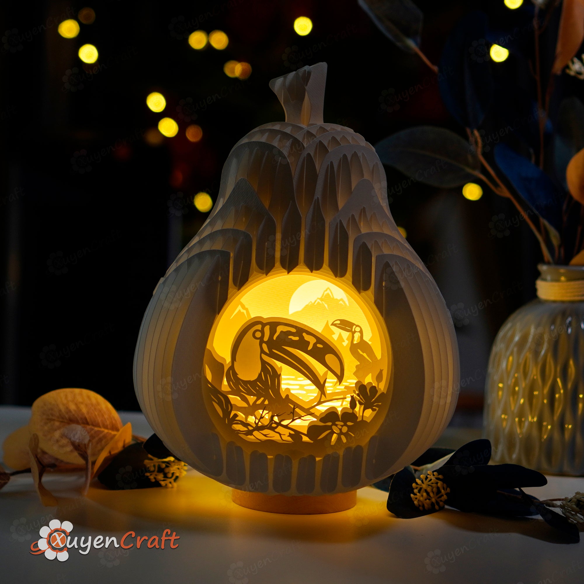 Toucan 3D Pear Popup Lightbox SVG Cricut, Cameo4 Template