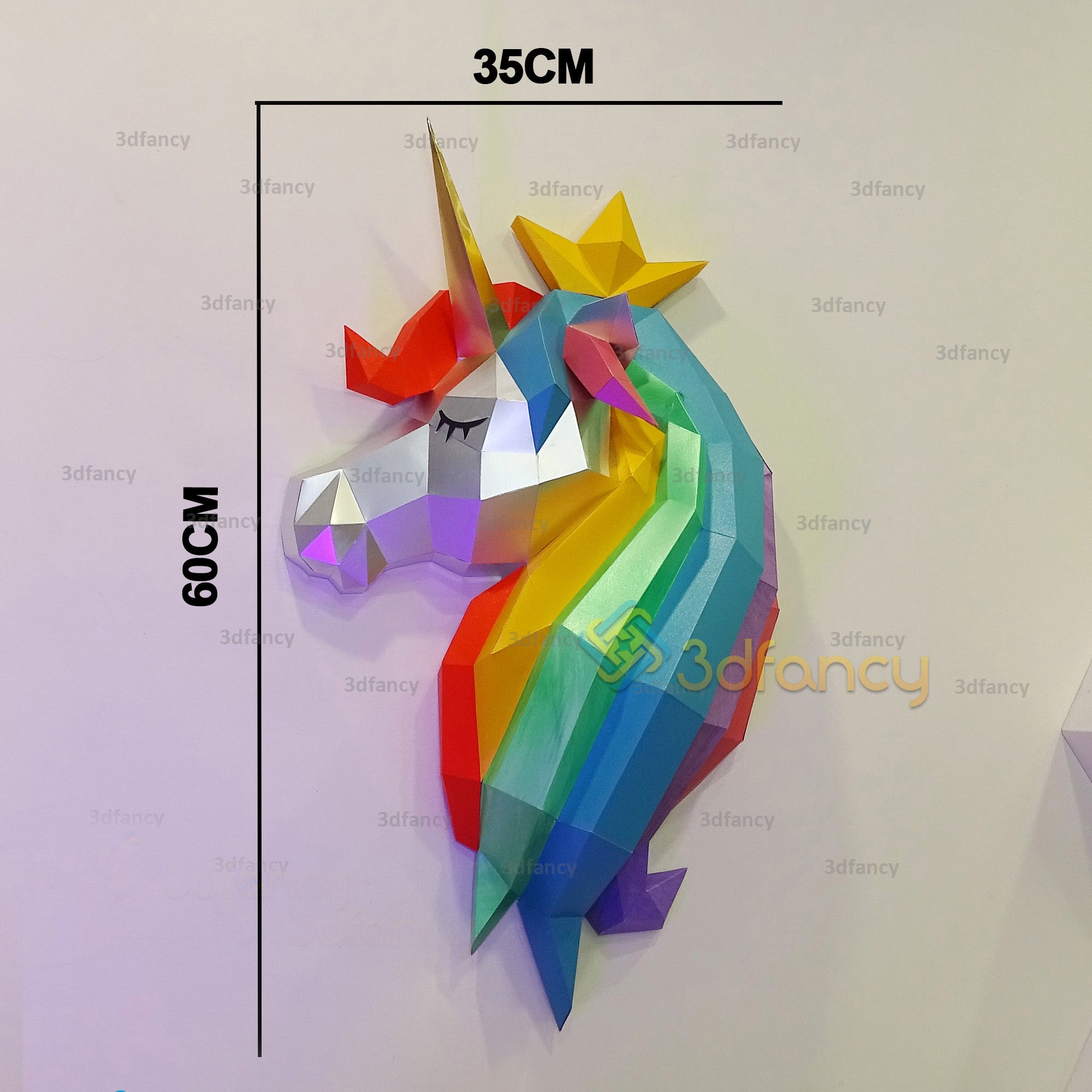 Rainbow Unicorn Papercraft PDF, SVG Template Compatible with Cricut, Cameo 4, Scanncut
