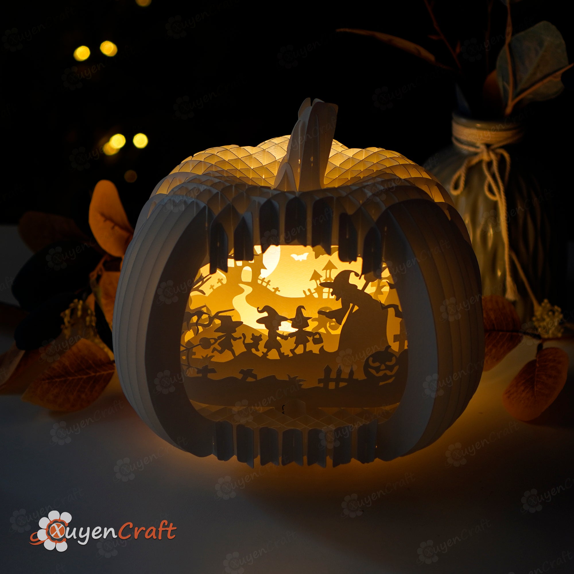 Halloween Witch Pumpkin Pop Up SVG, Studio, PDF Template
