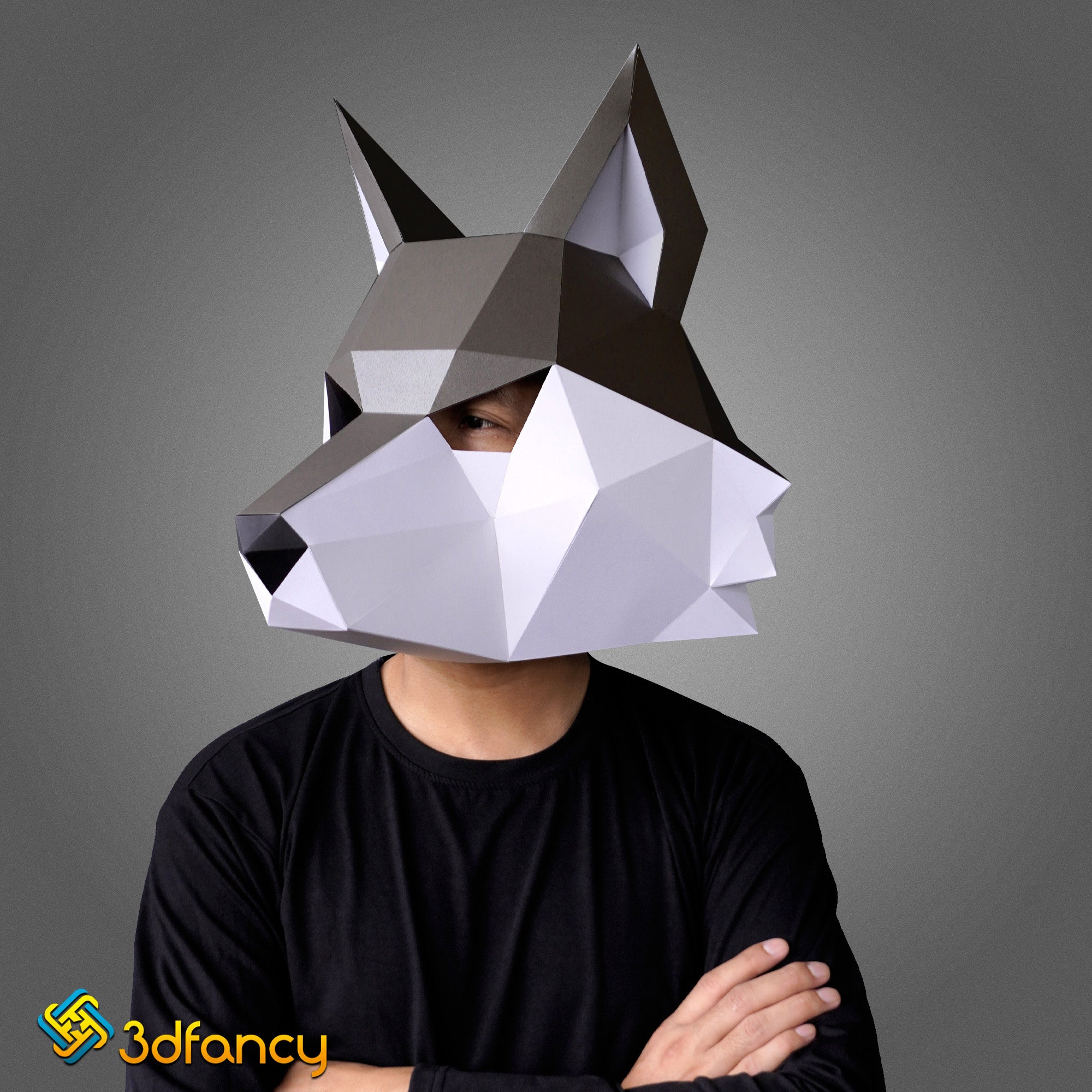 Wolf Mask Papercraft PDF, Silhouette, SVG Template