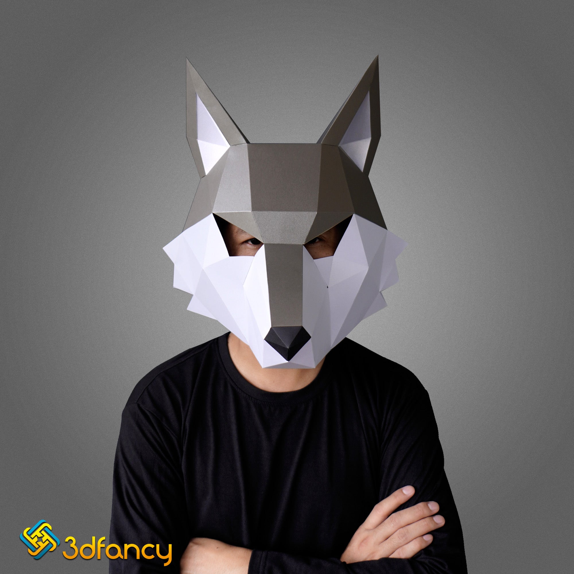 Wolf Mask Papercraft PDF, Silhouette, SVG Template