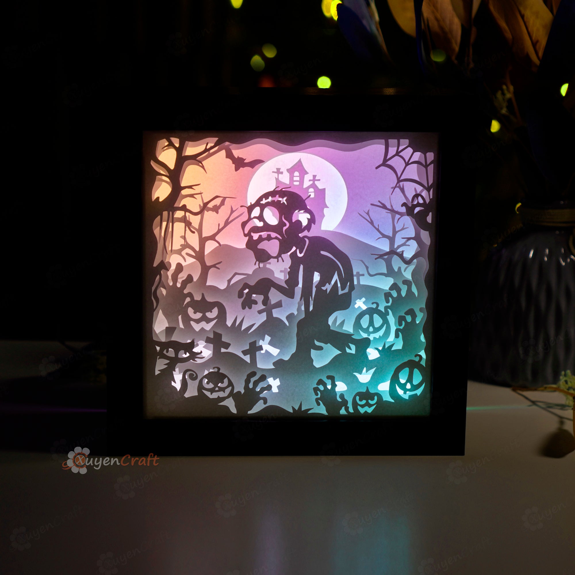 Zombie Light Box, Shadow Box SVG Template for Halloween decor art – 3dfancy