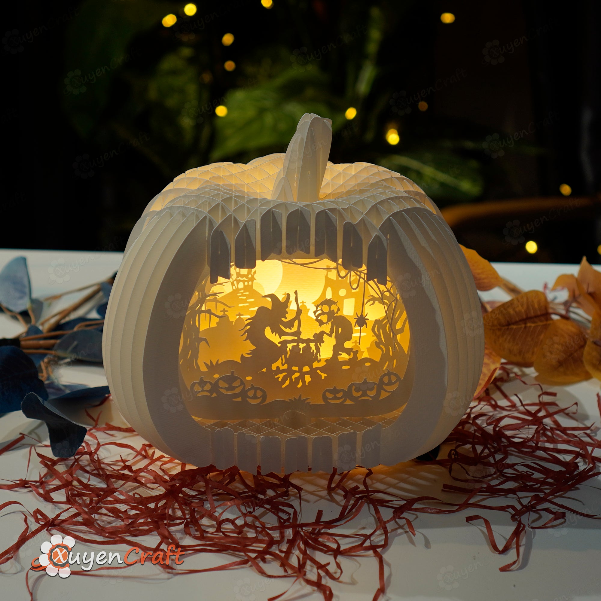 Zombie & Witch Pumpkin Pop Up 3D SVG Cricut, Cameo4 Template
