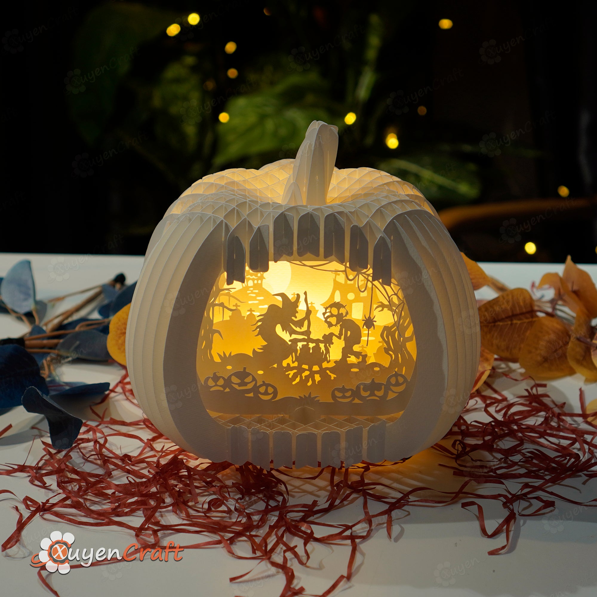 Zombie & Witch Pumpkin Pop Up 3D SVG Cricut, Cameo4 Template
