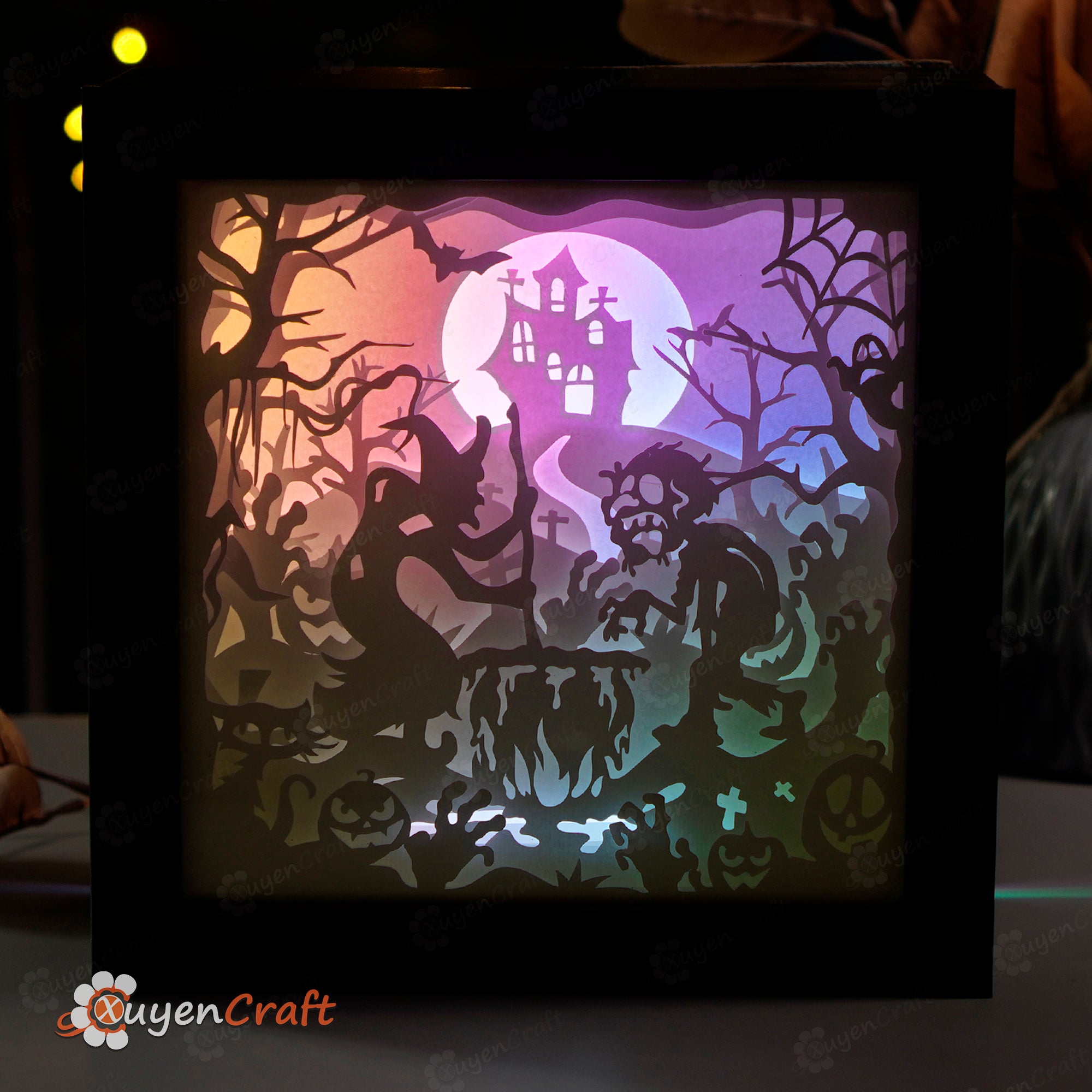 Zombie and Witch Nightmare Halloween Shadow Box SVG Templates